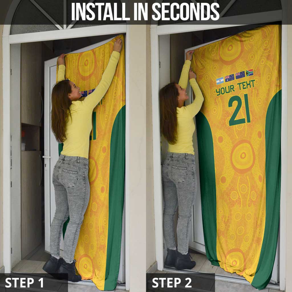Australia Rugby Custom Door Cover Glory Be To Wallabies Aboriginal Motif - Aussie Hoodie