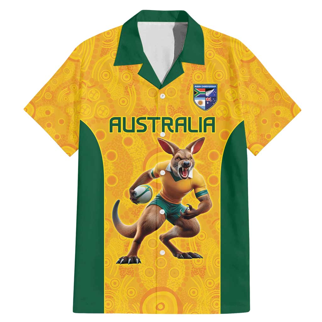 Australia Rugby Custom Family Matching Mermaid Dress and Hawaiian Shirt Glory Be To Wallabies Aboriginal Motif - Aussie Hoodie