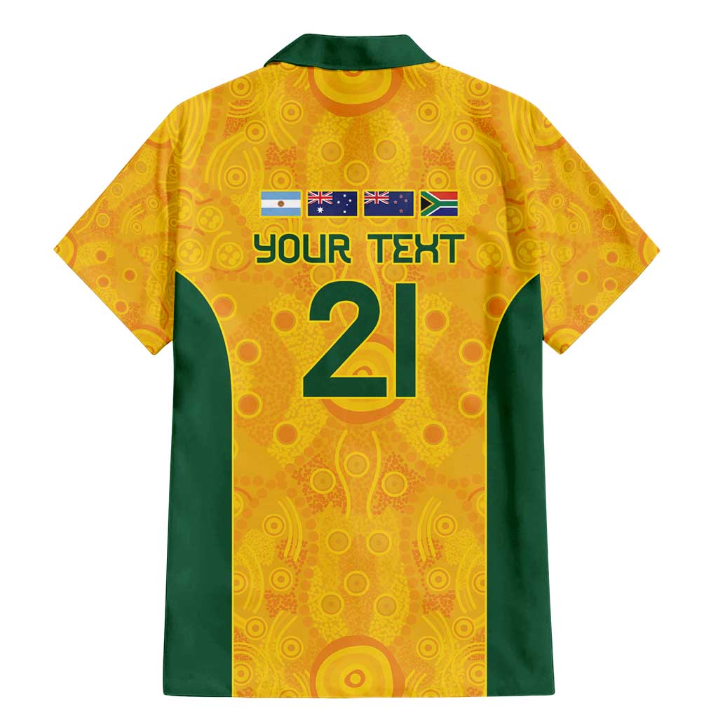 Australia Rugby Custom Family Matching Mermaid Dress and Hawaiian Shirt Glory Be To Wallabies Aboriginal Motif - Aussie Hoodie