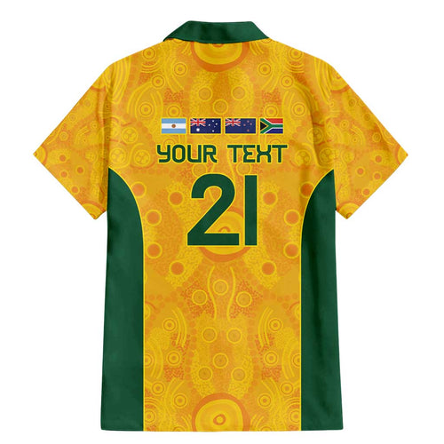 Australia Rugby Custom Family Matching Mermaid Dress and Hawaiian Shirt Glory Be To Wallabies Aboriginal Motif - Aussie Hoodie