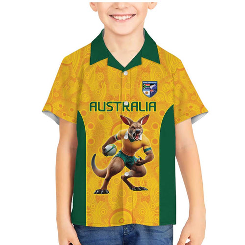Australia Rugby Custom Family Matching Mermaid Dress and Hawaiian Shirt Glory Be To Wallabies Aboriginal Motif - Aussie Hoodie