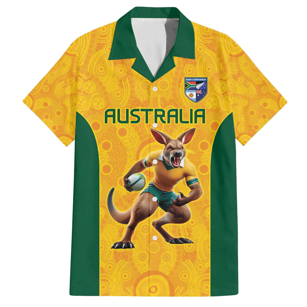 Australia Rugby Custom Family Matching Off The Shoulder Long Sleeve Dress and Hawaiian Shirt Glory Be To Wallabies Aboriginal Motif - Aussie Hoodie