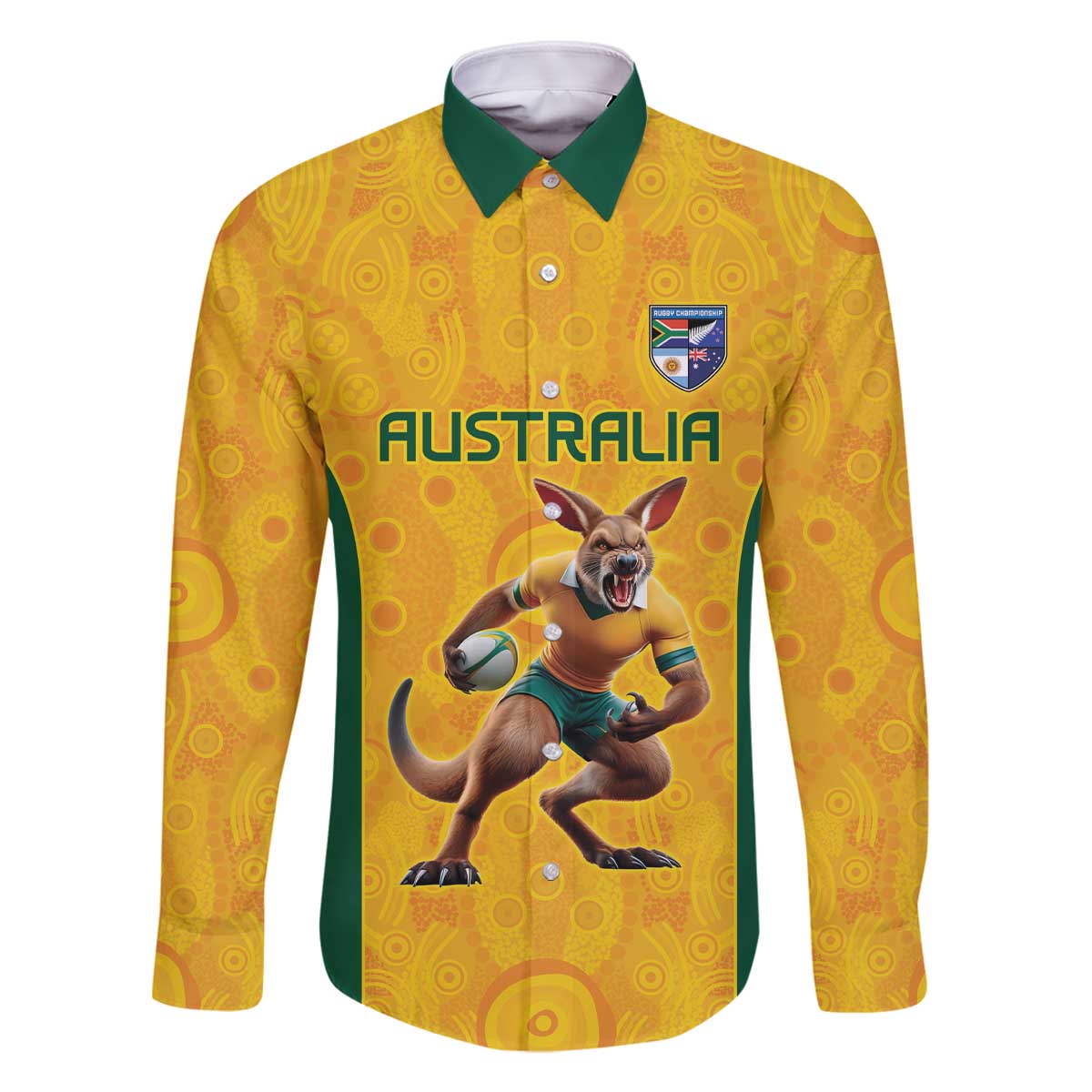 Australia Rugby Custom Family Matching Off The Shoulder Long Sleeve Dress and Hawaiian Shirt Glory Be To Wallabies Aboriginal Motif - Aussie Hoodie