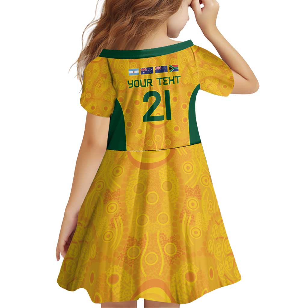 Australia Rugby Custom Family Matching Off Shoulder Short Dress and Hawaiian Shirt Glory Be To Wallabies Aboriginal Motif - Aussie Hoodie