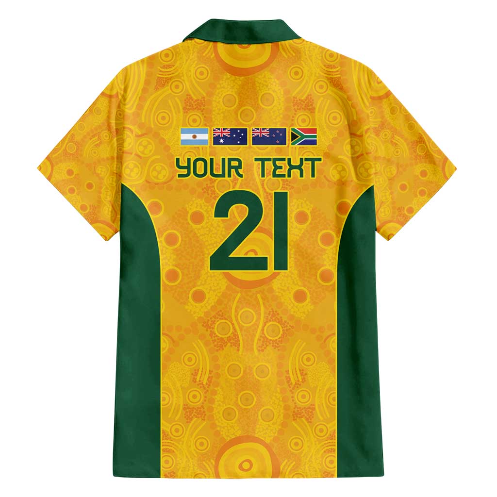 Australia Rugby Custom Family Matching Off Shoulder Short Dress and Hawaiian Shirt Glory Be To Wallabies Aboriginal Motif - Aussie Hoodie
