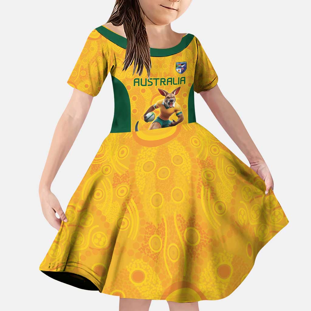 Australia Rugby Custom Family Matching Puletasi and Hawaiian Shirt Glory Be To Wallabies Aboriginal Motif - Aussie Hoodie