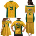 Australia Rugby Custom Family Matching Puletasi and Hawaiian Shirt Glory Be To Wallabies Aboriginal Motif - Aussie Hoodie