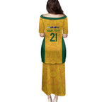 Australia Rugby Custom Family Matching Puletasi and Hawaiian Shirt Glory Be To Wallabies Aboriginal Motif - Aussie Hoodie
