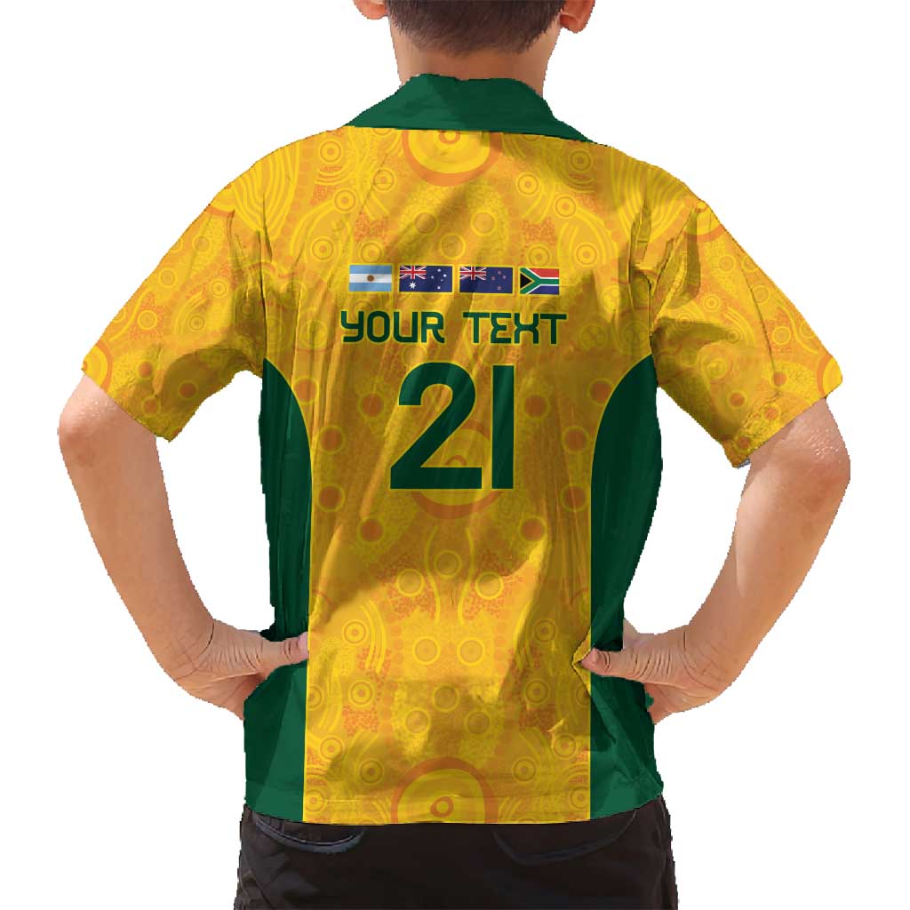 Australia Rugby Custom Family Matching Summer Maxi Dress and Hawaiian Shirt Glory Be To Wallabies Aboriginal Motif - Aussie Hoodie