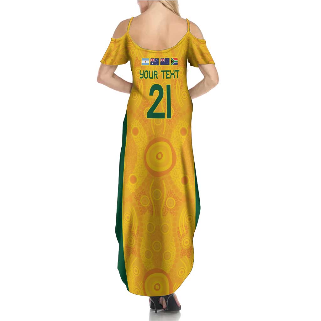 Australia Rugby Custom Family Matching Summer Maxi Dress and Hawaiian Shirt Glory Be To Wallabies Aboriginal Motif - Aussie Hoodie