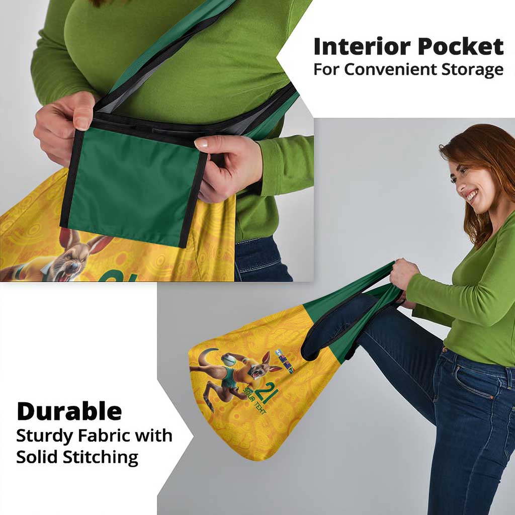 Australia Rugby Custom Grocery Bag Glory Be To Wallabies Aboriginal Motif - Aussie Hoodie