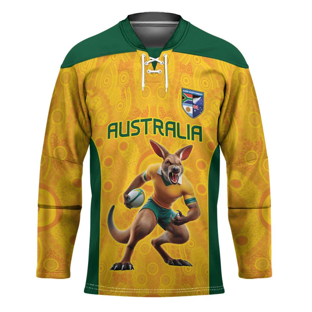 Australia Rugby Custom Hockey Jersey Glory Be To Wallabies Aboriginal Motif - Aussie Hoodie