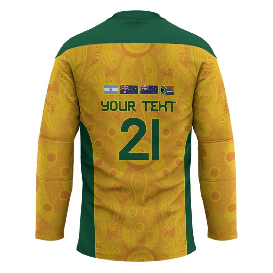 Australia Rugby Custom Hockey Jersey Glory Be To Wallabies Aboriginal Motif - Aussie Hoodie