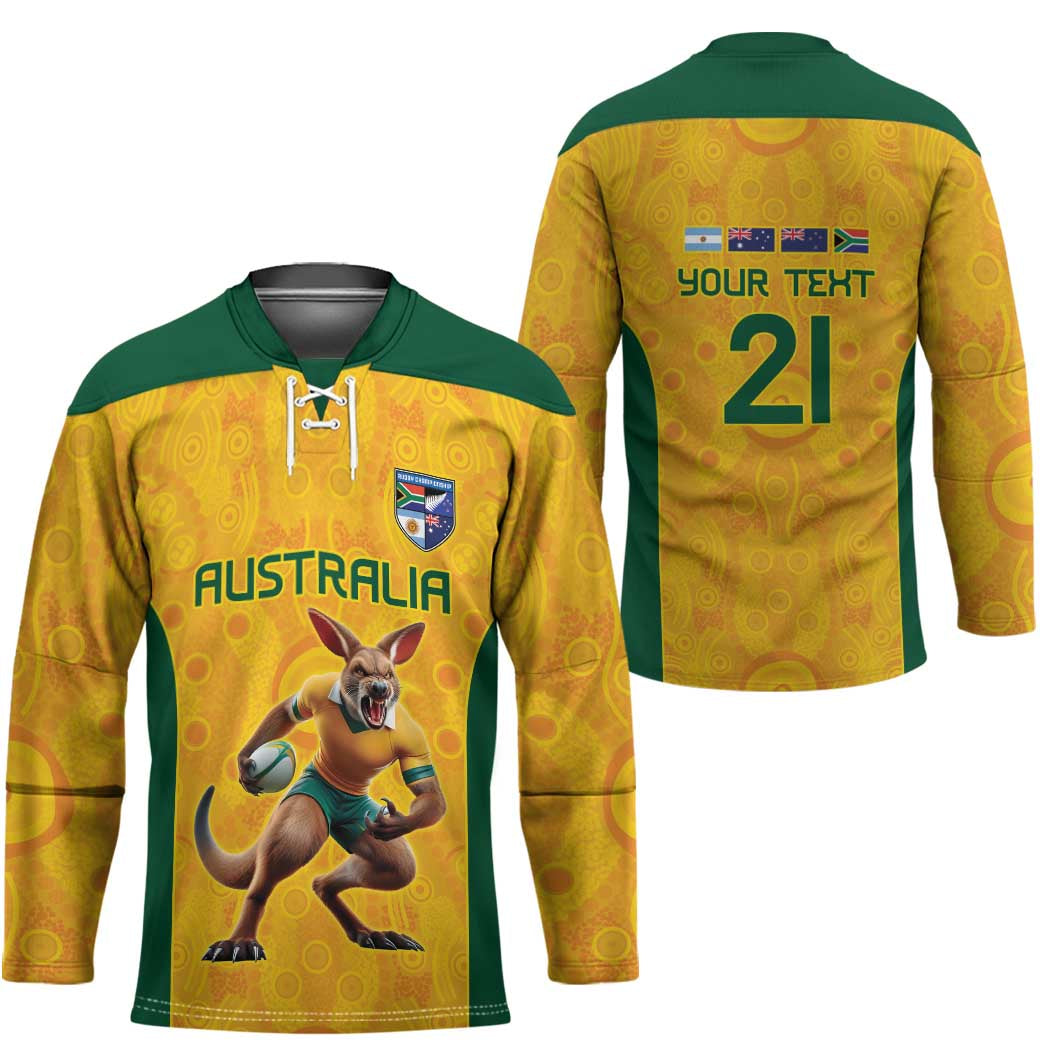 Australia Rugby Custom Hockey Jersey Glory Be To Wallabies Aboriginal Motif - Aussie Hoodie