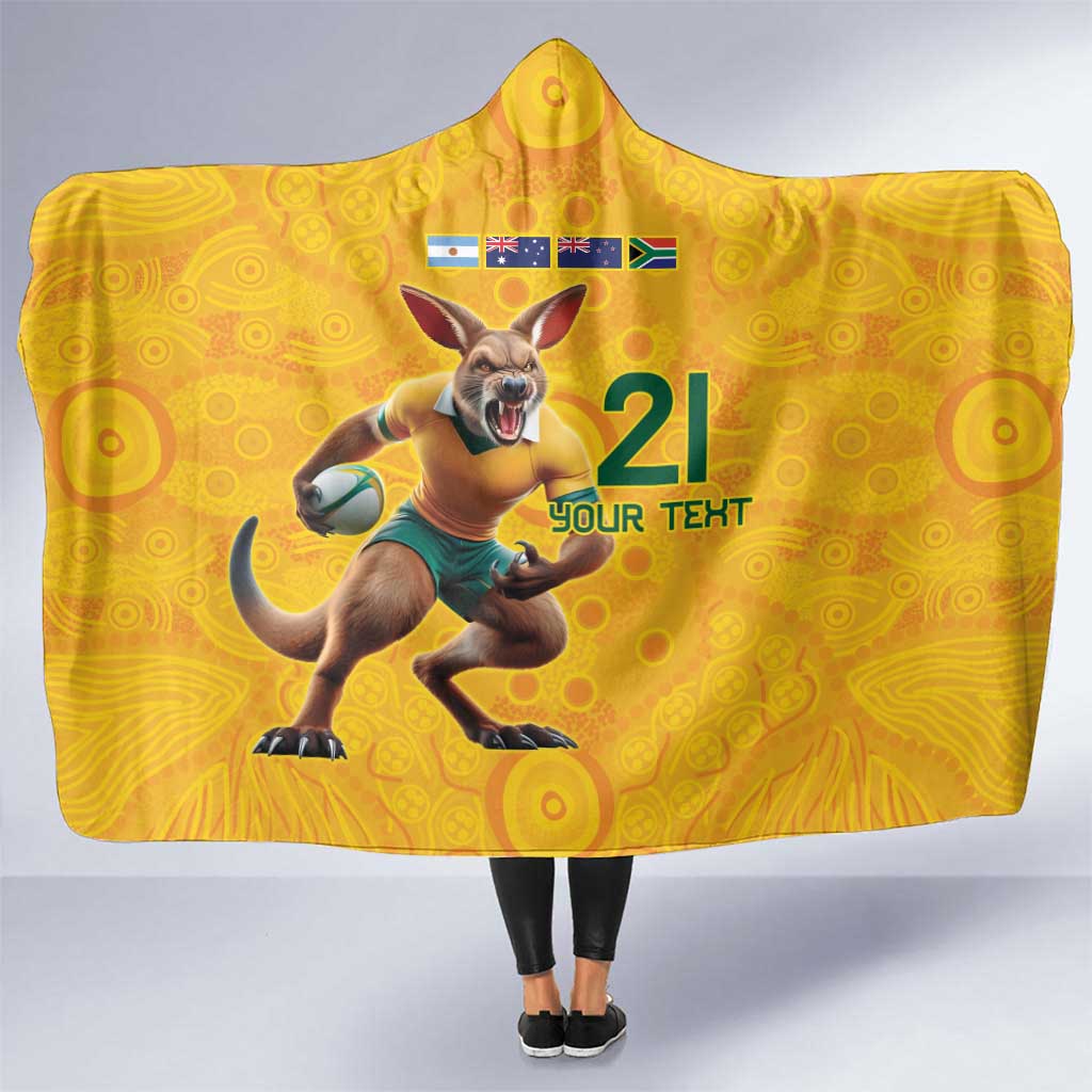 Australia Rugby Custom Hooded Blanket Glory Be To Wallabies Aboriginal Motif - Aussie Hoodie
