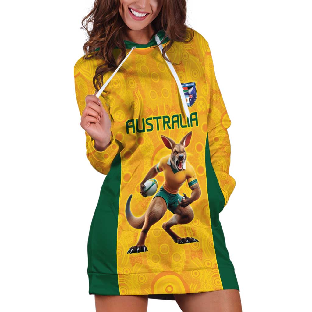 Australia Rugby Custom Hoodie Dress Glory Be To Wallabies Aboriginal Motif - Aussie Hoodie