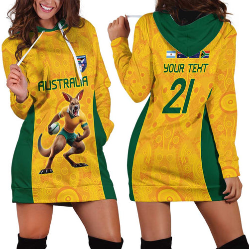 Australia Rugby Custom Hoodie Dress Glory Be To Wallabies Aboriginal Motif - Aussie Hoodie