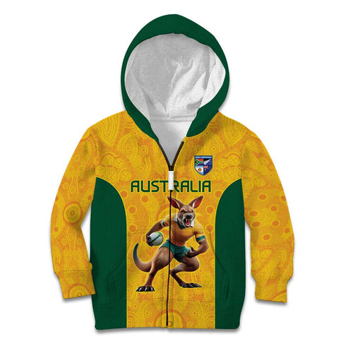Australia Rugby Custom Kid Hoodie Glory Be To Wallabies Aboriginal Motif - Aussie Hoodie
