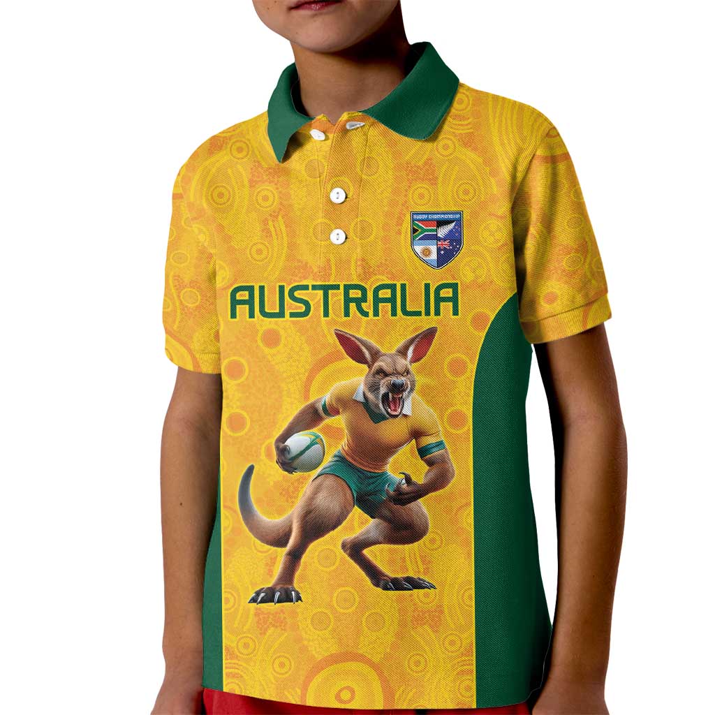 Australia Rugby Custom Kid Polo Shirt Glory Be To Wallabies Aboriginal Motif - Aussie Hoodie