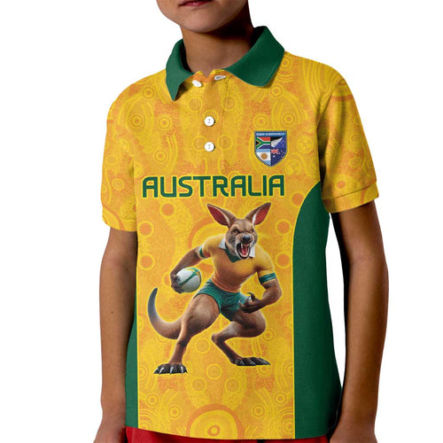 Australia Rugby Custom Kid Polo Shirt Glory Be To Wallabies Aboriginal Motif - Aussie Hoodie