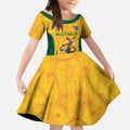 Australia Rugby Custom Kid Short Sleeve Dress Glory Be To Wallabies Aboriginal Motif - Aussie Hoodie