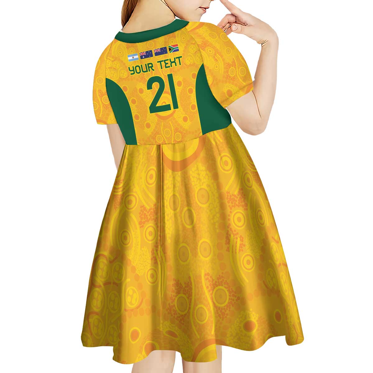 Australia Rugby Custom Kid Short Sleeve Dress Glory Be To Wallabies Aboriginal Motif - Aussie Hoodie