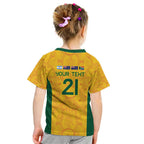 Australia Rugby Custom Kid T Shirt Glory Be To Wallabies Aboriginal Motif - Aussie Hoodie