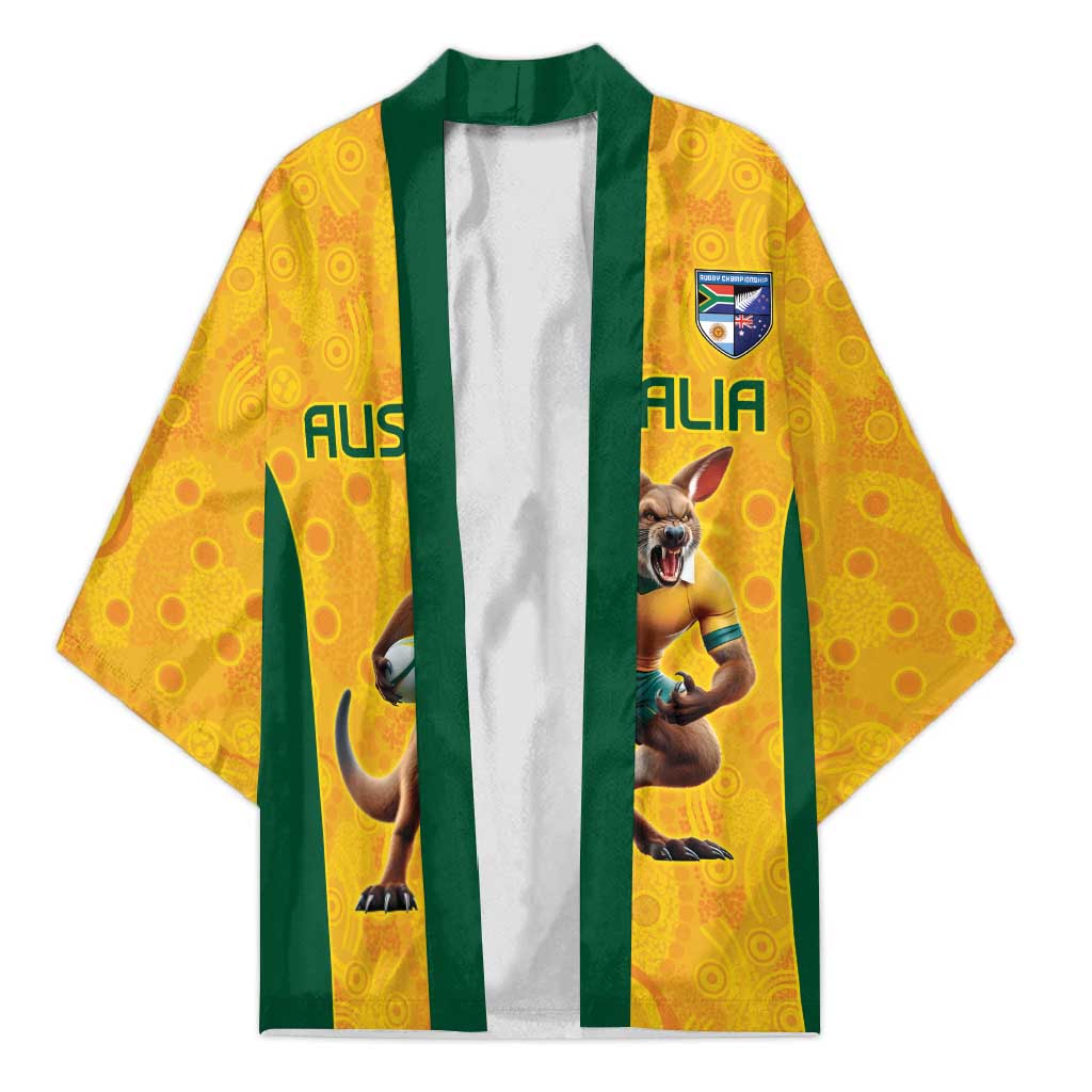 Australia Rugby Custom Kimono Glory Be To Wallabies Aboriginal Motif - Aussie Hoodie
