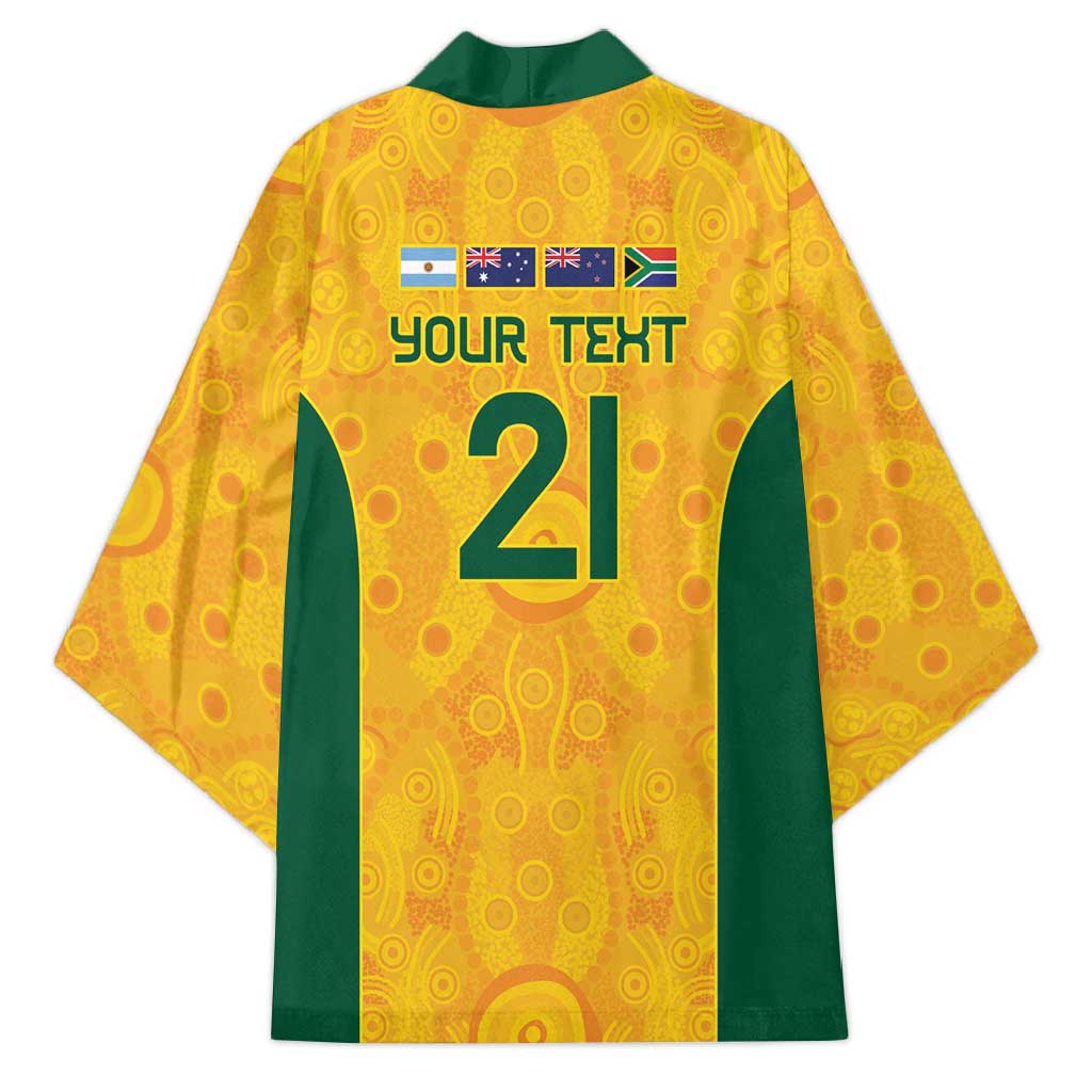 Australia Rugby Custom Kimono Glory Be To Wallabies Aboriginal Motif - Aussie Hoodie