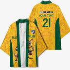 Australia Rugby Custom Kimono Glory Be To Wallabies Aboriginal Motif - Aussie Hoodie