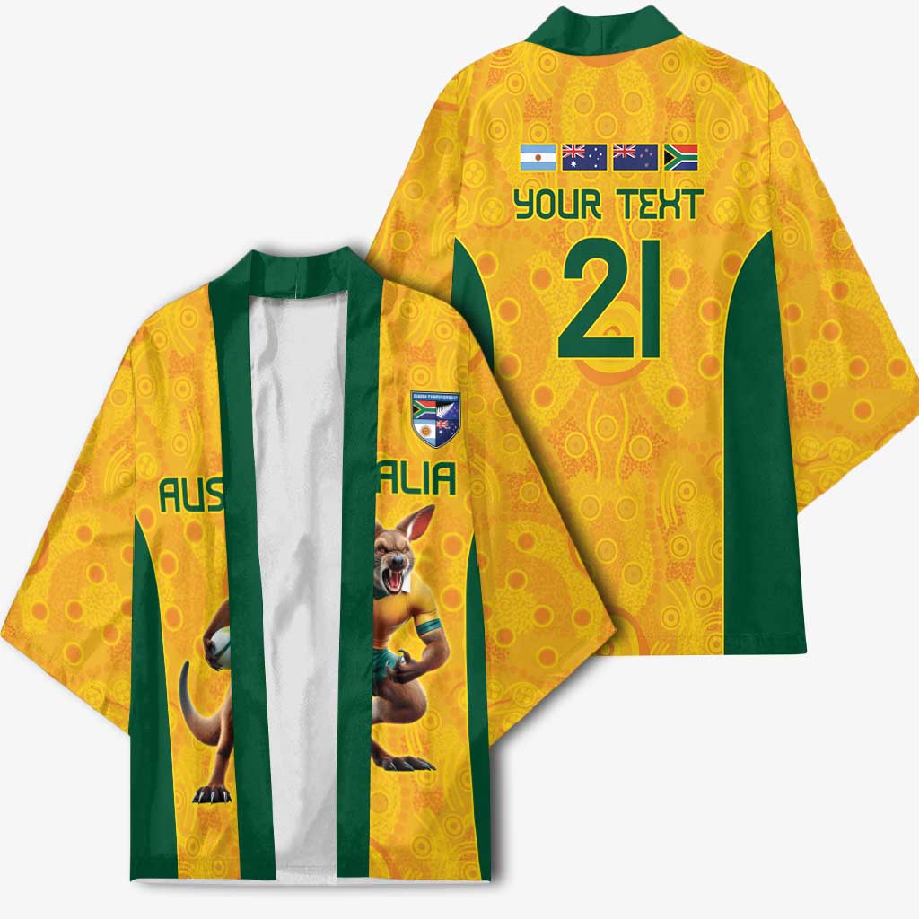 Australia Rugby Custom Kimono Glory Be To Wallabies Aboriginal Motif - Aussie Hoodie