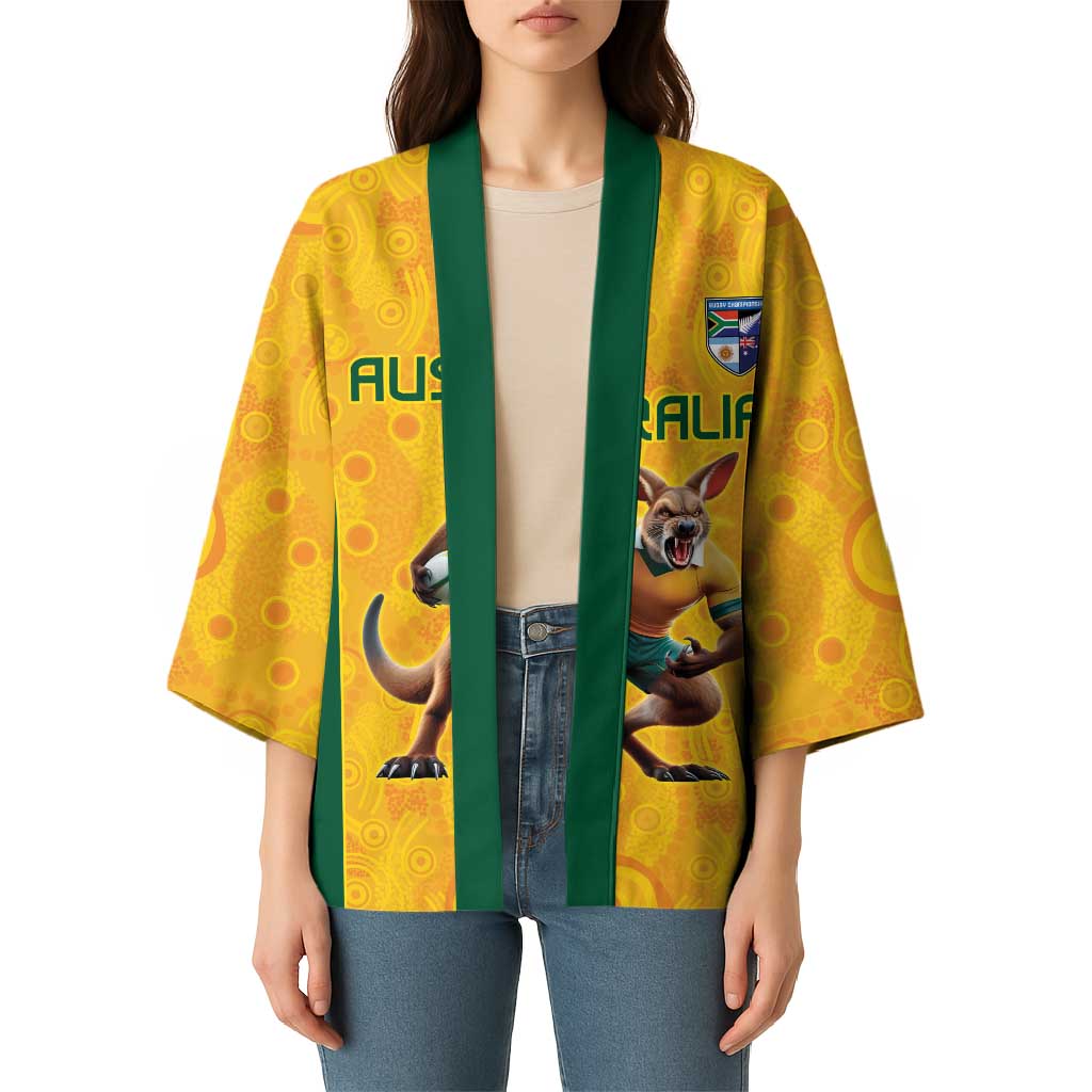 Australia Rugby Custom Kimono Glory Be To Wallabies Aboriginal Motif - Aussie Hoodie