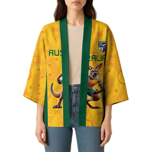 Australia Rugby Custom Kimono Glory Be To Wallabies Aboriginal Motif - Aussie Hoodie