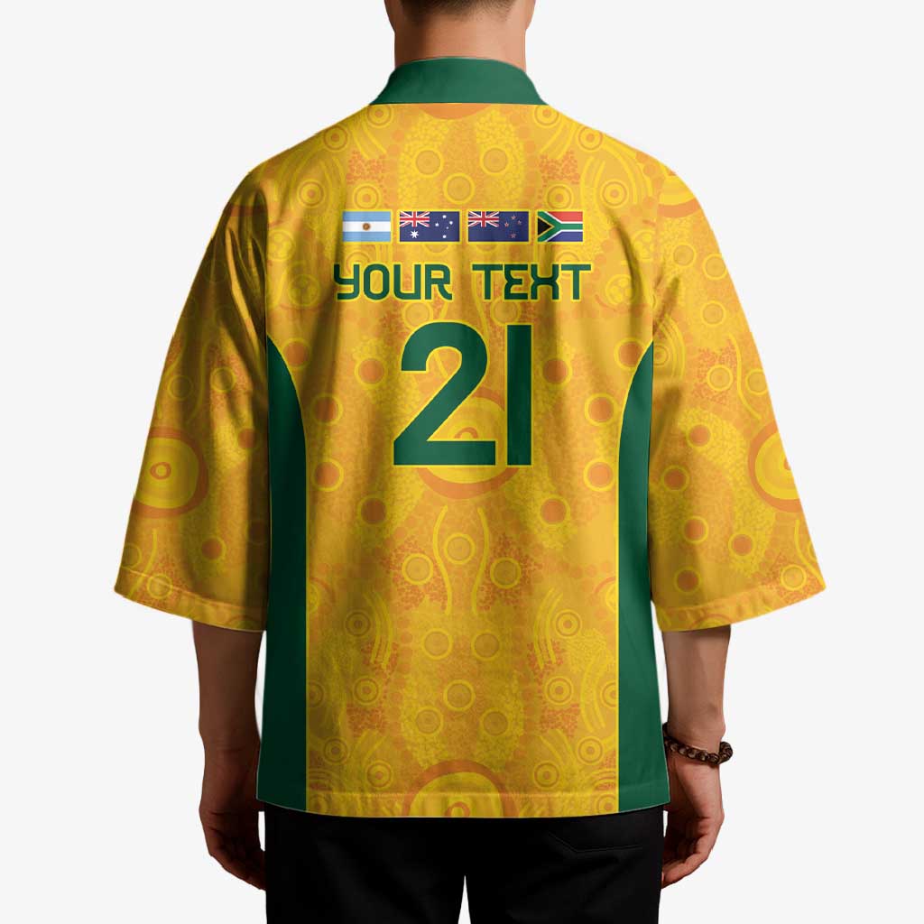 Australia Rugby Custom Kimono Glory Be To Wallabies Aboriginal Motif - Aussie Hoodie