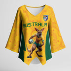 Australia Rugby Custom Kimono Sleeve Blouse Glory Be To Wallabies Aboriginal Motif - Aussie Hoodie