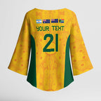 Australia Rugby Custom Kimono Sleeve Blouse Glory Be To Wallabies Aboriginal Motif - Aussie Hoodie