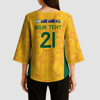 Australia Rugby Custom Kimono Sleeve Blouse Glory Be To Wallabies Aboriginal Motif - Aussie Hoodie