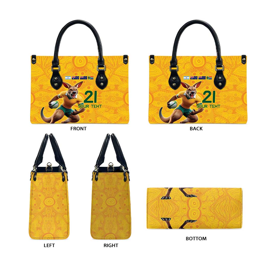 Australia Rugby Custom Leather Bag Glory Be To Wallabies Aboriginal Motif - Aussie Hoodie