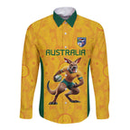 Australia Rugby Custom Long Sleeve Button Shirt Glory Be To Wallabies Aboriginal Motif - Aussie Hoodie