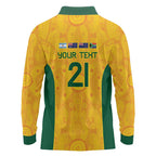 Australia Rugby Custom Long Sleeve Polo Shirt Glory Be To Wallabies Aboriginal Motif - Aussie Hoodie