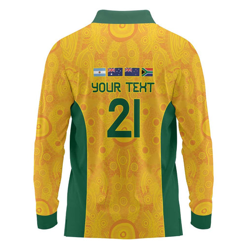 Australia Rugby Custom Long Sleeve Polo Shirt Glory Be To Wallabies Aboriginal Motif - Aussie Hoodie