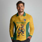 Australia Rugby Custom Long Sleeve Polo Shirt Glory Be To Wallabies Aboriginal Motif - Aussie Hoodie