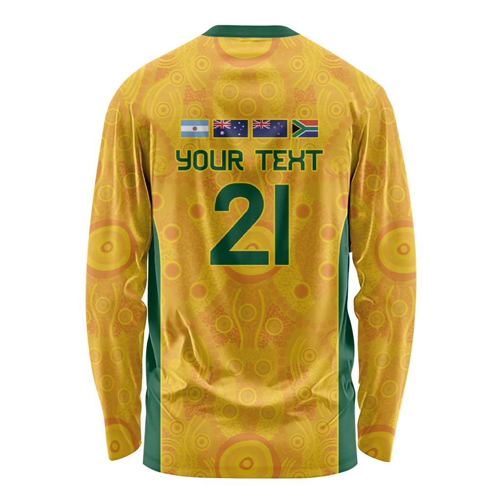Australia Rugby Custom Long Sleeve Shirt Glory Be To Wallabies Aboriginal Motif - Aussie Hoodie