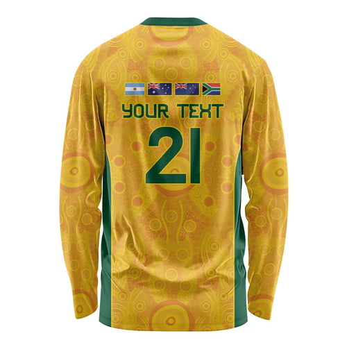 Australia Rugby Custom Long Sleeve Shirt Glory Be To Wallabies Aboriginal Motif - Aussie Hoodie