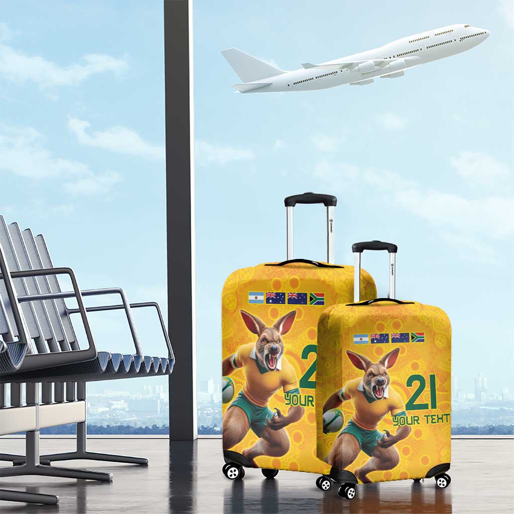 Australia Rugby Custom Luggage Cover Glory Be To Wallabies Aboriginal Motif - Aussie Hoodie