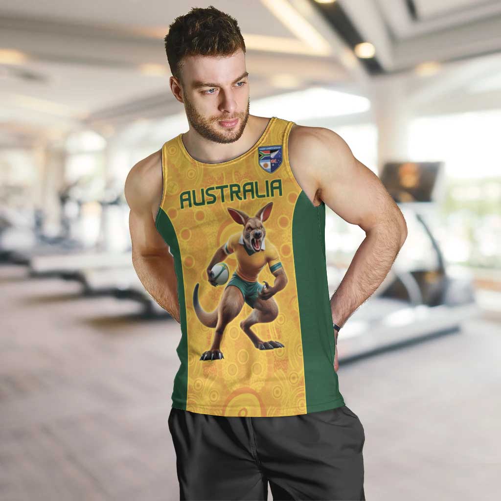 Australia Rugby Custom Men Tank Top Glory Be To Wallabies Aboriginal Motif - Aussie Hoodie