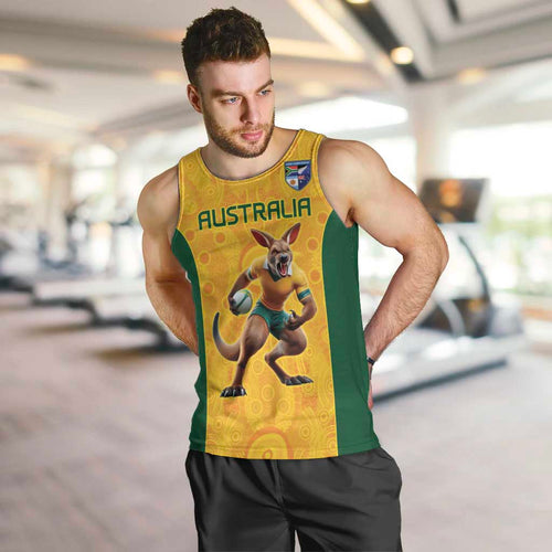 Australia Rugby Custom Men Tank Top Glory Be To Wallabies Aboriginal Motif - Aussie Hoodie