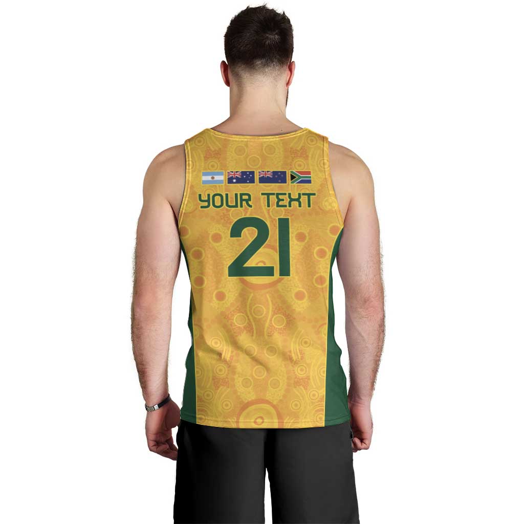 Australia Rugby Custom Men Tank Top Glory Be To Wallabies Aboriginal Motif - Aussie Hoodie