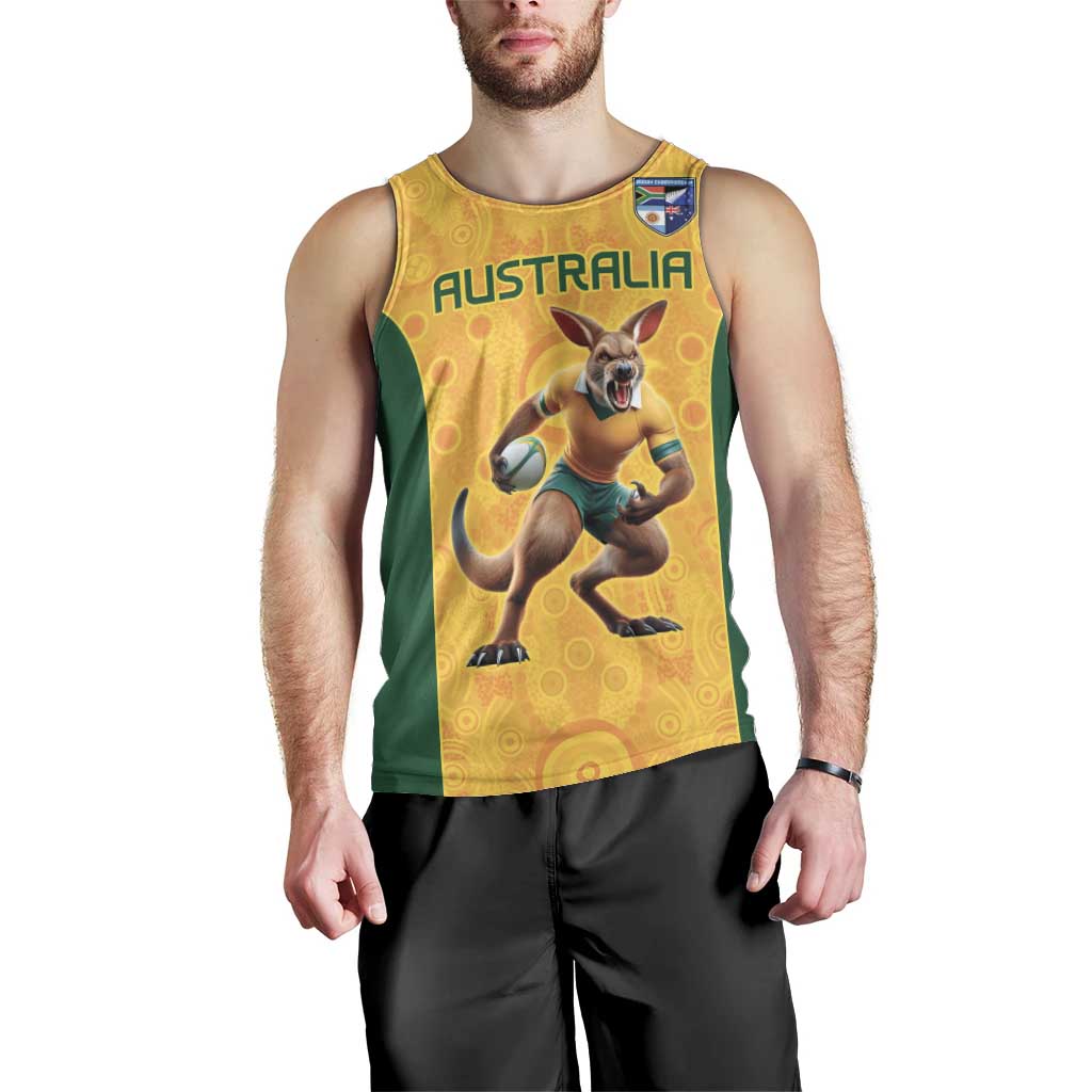Australia Rugby Custom Men Tank Top Glory Be To Wallabies Aboriginal Motif - Aussie Hoodie
