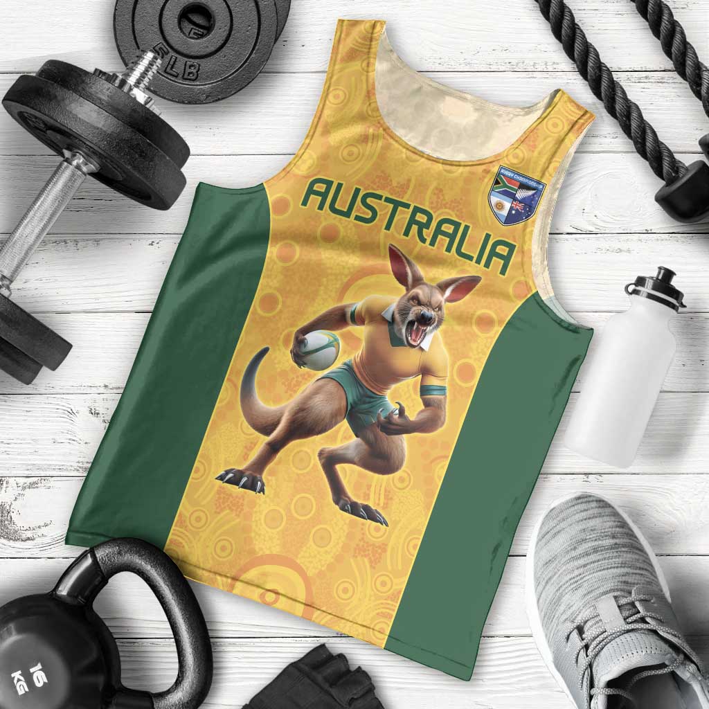 Australia Rugby Custom Men Tank Top Glory Be To Wallabies Aboriginal Motif - Aussie Hoodie
